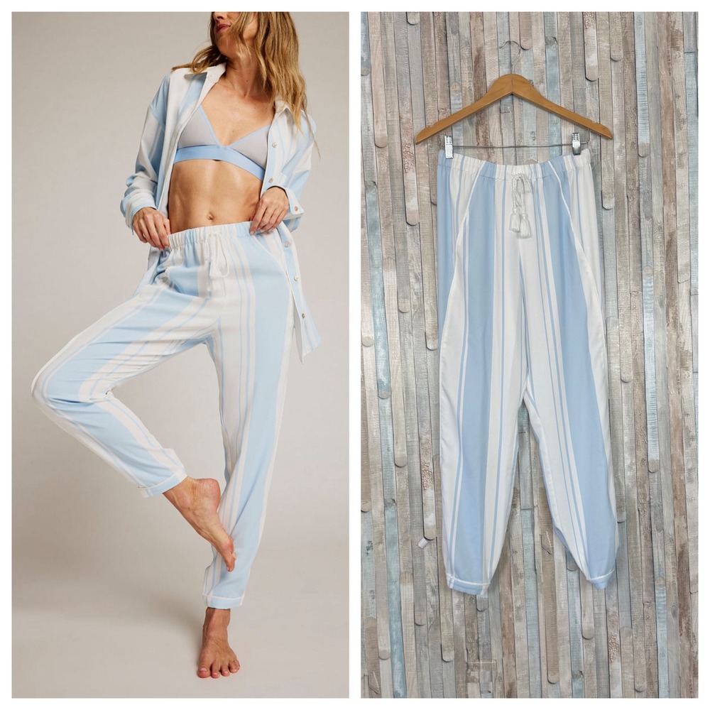 Negative Underwear Light Blue and White Striped Pajama Pants